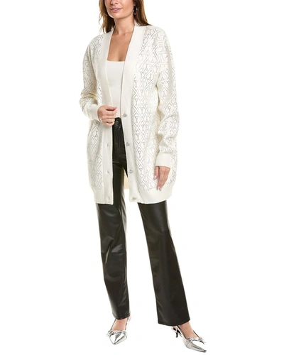 Retroféte Crystal-embellished Cotton And Cashmere-blend Cardigan In White