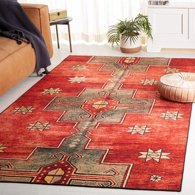 Safavieh Tucson Tsn189p Power Loomed Rust / Green Washable Rug