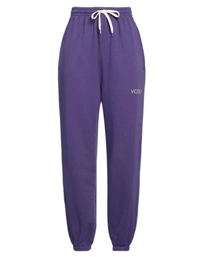 Vicolo Woman Pants Purple Size M Cotton