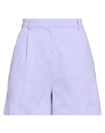 Pinko Woman Shorts & Bermuda Shorts Lilac Size 6 Linen, Viscose, Elastane In Purple