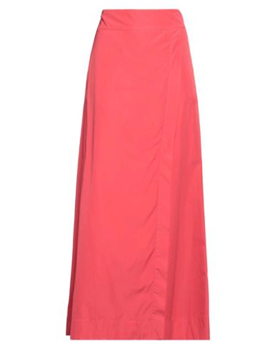 Barba Napoli Woman Maxi Skirt Coral Size 8 Cotton In Red
