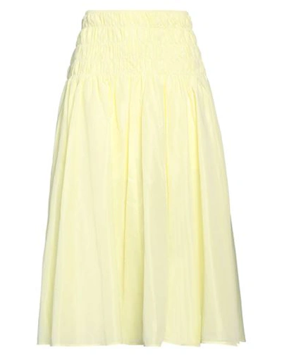 Maje Woman Midi Skirt Yellow Size 8 Polyester, Elastane