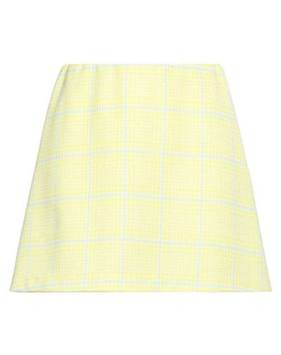 Harris Wharf London Woman Mini Skirt Acid Green Size 6 Polyester, Cotton