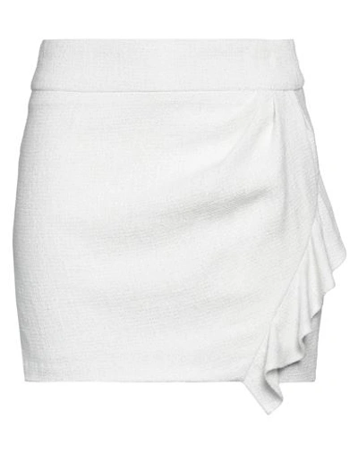 Iro Woman Mini Skirt White Size 6 Cotton, Linen, Acrylic, Viscose, Polyester