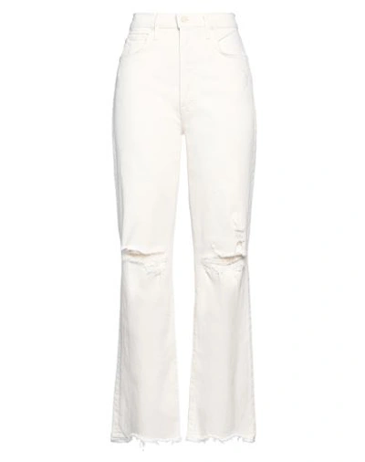 Mother Woman Jeans Ivory Size 28 Cotton, Elastane In White