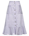 Sandro Blondy Striped Linen-blend Gauze Midi Skirt In Purple
