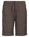 Sandro Man Shorts & Bermuda Shorts Dark Brown Size 26 Wool, Polyester, Elastane In Brown