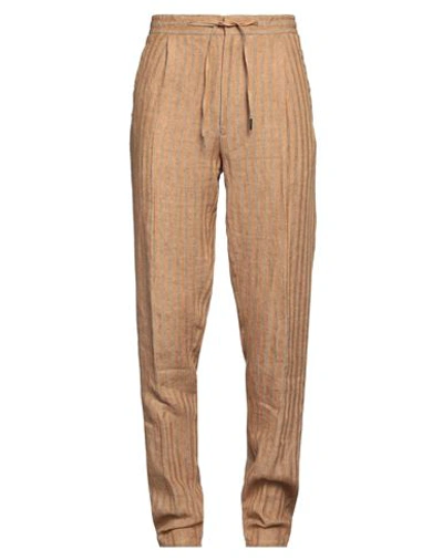 Lardini Man Pants Camel Size 40 Linen In Beige