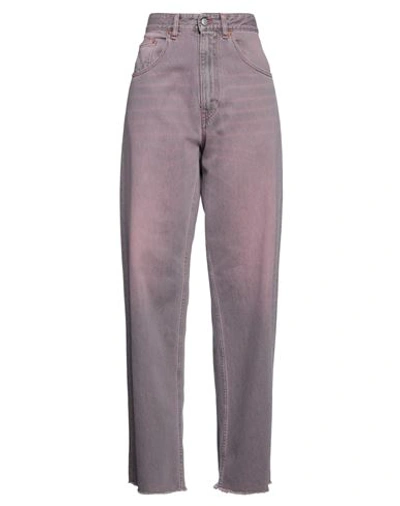 Mm6 Maison Margiela Woman Denim Pants Mauve Size 30 Cotton In Purple