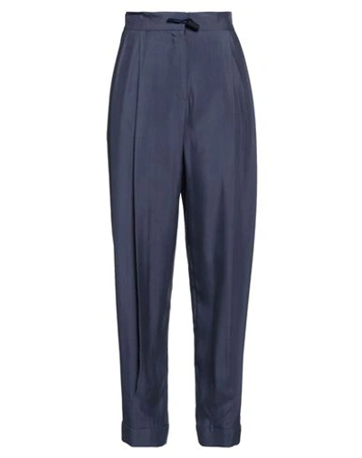 Emporio Armani Woman Pants Slate Blue Size 12 Cupro, Modal