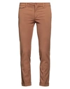 Teleria Zed Man Pants Camel Size 32 Cotton, Linen, Elastane In Beige