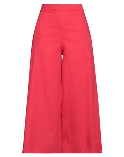 Victoria C. Woman Pants Red Size 4 Cotton, Polyamide, Elastane