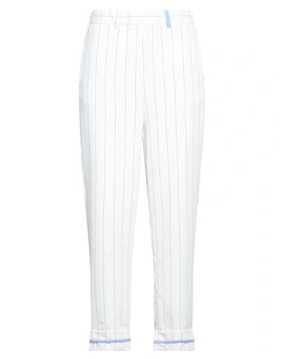 Victoria C. Woman Pants White Size 6 Polyester, Viscose