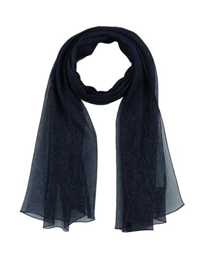 Emporio Armani Woman Scarf Midnight Blue Size - Silk, Polyamide