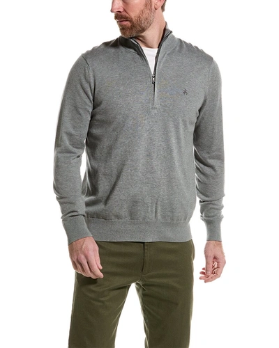 Brooks Brothers Logo 1/2-zip Pullover In Grey