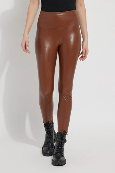Lyssé Women's Texture Leather Leggings In Whiskey In Brown
