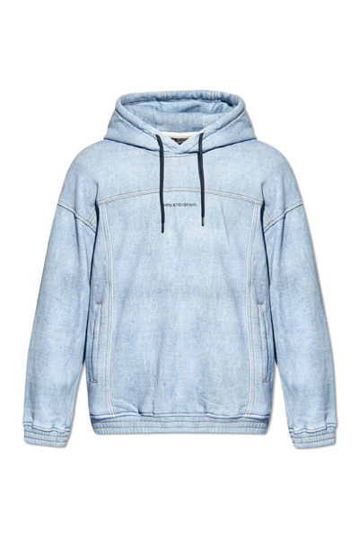 Emporio Armani Hoodie With Logo In Blue