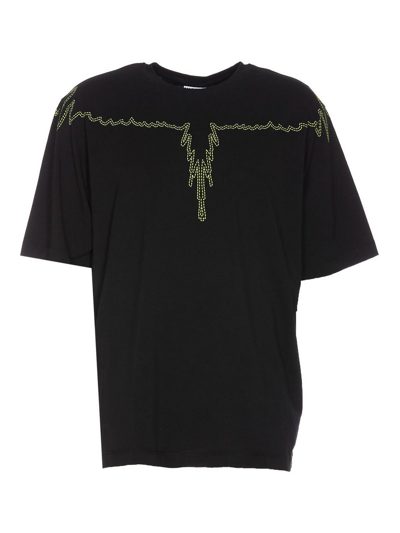 Marcelo Burlon County Of Milan Wings-embroidered Cotton T-shirt In Black