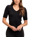 THREADS 4 THOUGHT AUBREY FEATHER RIB COLLAR V-NECK TOP