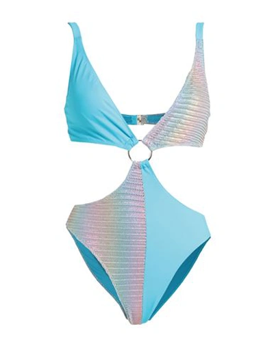 4giveness Woman One-piece Swimsuit Azure Size L Polyamide, Elastane In Blue