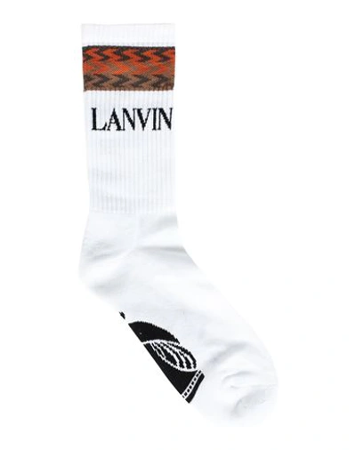 Lanvin Logo-print Calf-length Socks In White