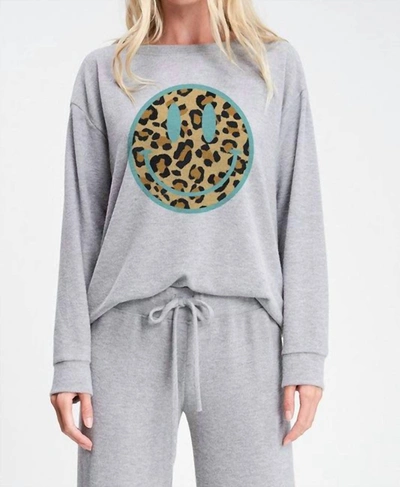 Phil Love Leopard Smiley Loungewear Set In Heather Grey
