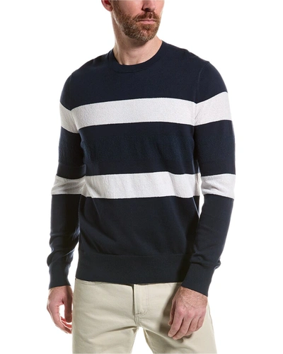 Brooks Brothers Terry Stripe Crewneck Sweater In Blue