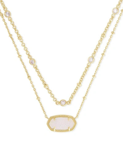 Kendra Scott Elisa Multi Strand Necklace In Gold Iridescent Drusy In Gold/iridescent Drusy/crystal