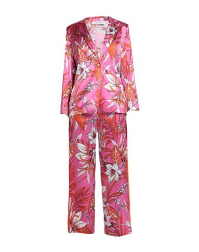 Shirtaporter Woman Suit Fuchsia Size 10 Silk, Elastane In Pink