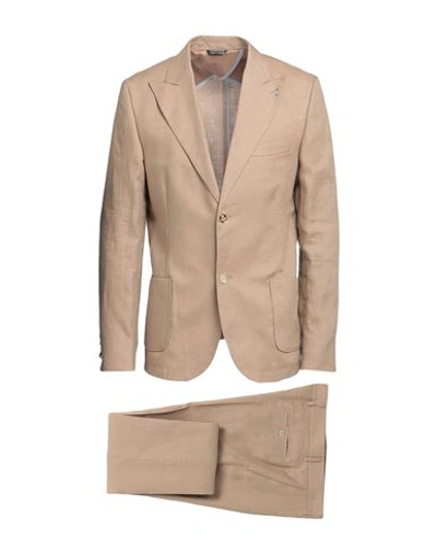 Grey Daniele Alessandrini Man Suit Camel Size 42 Linen In Beige