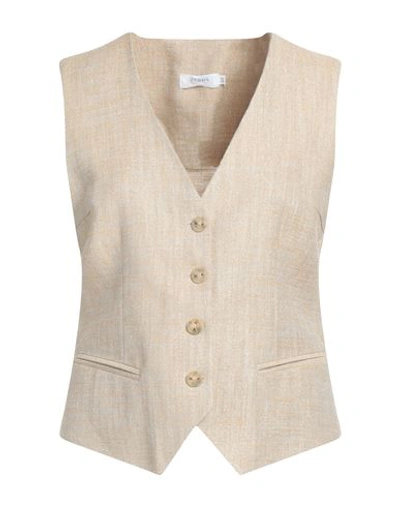 Barba Napoli Woman Tailored Vest Sand Size 10 Silk, Linen, Polyamide In Beige