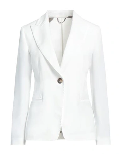 Kiltie Woman Blazer White Size 4 Polyester, Elastane In White