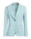 KILTIE KILTIE WOMAN BLAZER SKY BLUE SIZE 8 POLYESTER, ELASTANE