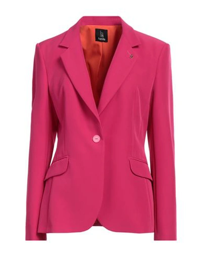 Hanita Woman Blazer Fuchsia Size 12 Polyester, Elastane In Pink