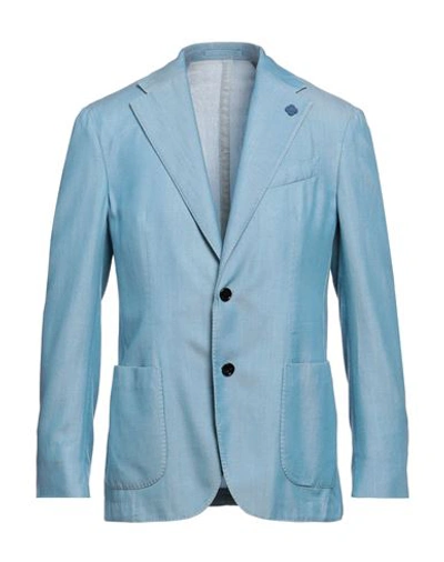 Lardini Man Blazer Light Blue Size 44 Tencel, Wool