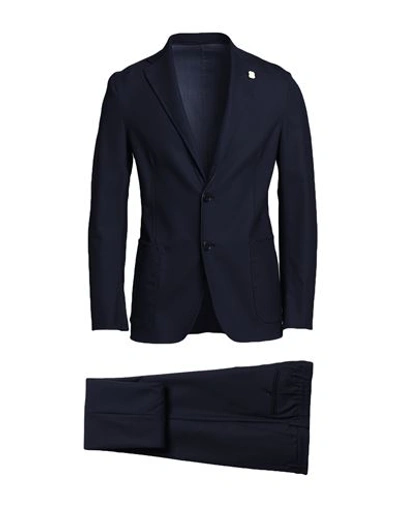 Lardini Man Suit Midnight Blue Size 44 Wool, Polyamide, Elastane, Silk