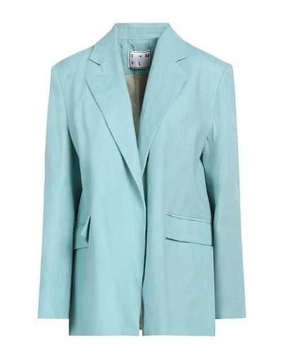 In The Mood For Love Woman Blazer Sky Blue Size L Linen
