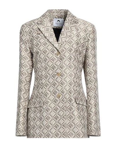 Marine Serre Gold Line Woman Blazer Beige Size 4 Cotton, Polyester, Polyamide