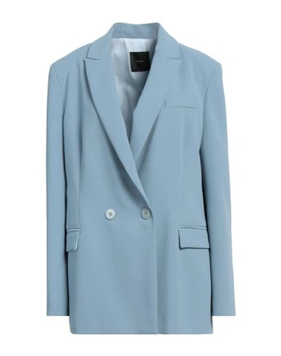 Pinko Woman Blazer Pastel Blue Size 12 Polyester, Elastane