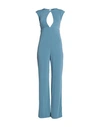 Angela Mele Milano Woman Jumpsuit Pastel Blue Size L Viscose, Polyester, Elastane