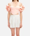Bardot Sigma Off The Shoulder Corset Crop Top In Pink