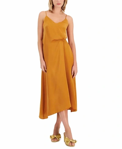 Lucy Paris Women's Solid Rowan Twist-front Slip Dress In Caramel