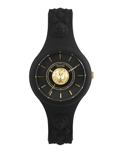 Versus Women's 3 Hand Quartz Fire Island Black Silicone Watch, 39mm