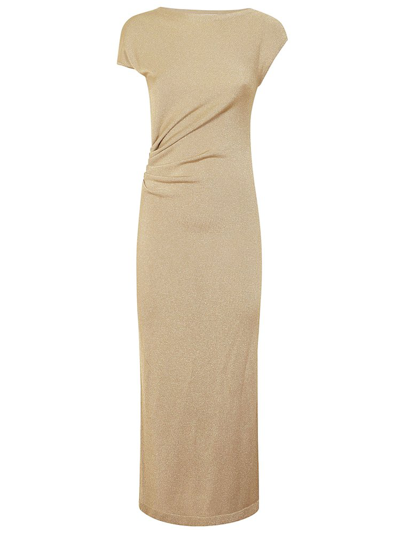 Alberta Ferretti Ruched-detailing Maxi Dress In Oro