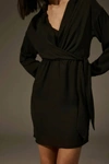 KRISA WRAP SHIRT DRESS IN BLACK