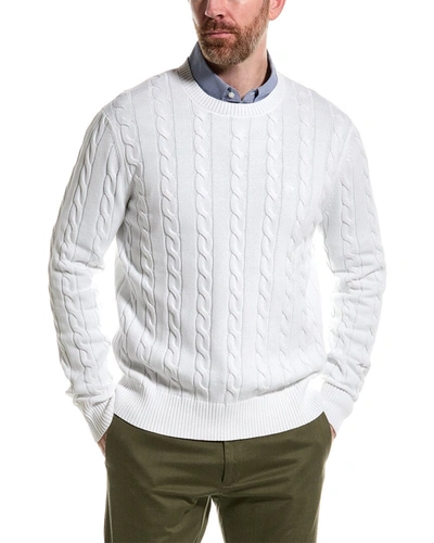 Brooks Brothers Cable Crewneck Sweater In White