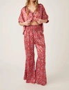 FREE PEOPLE MISTY MORNINGS SLEEP SET IN RED COMBO