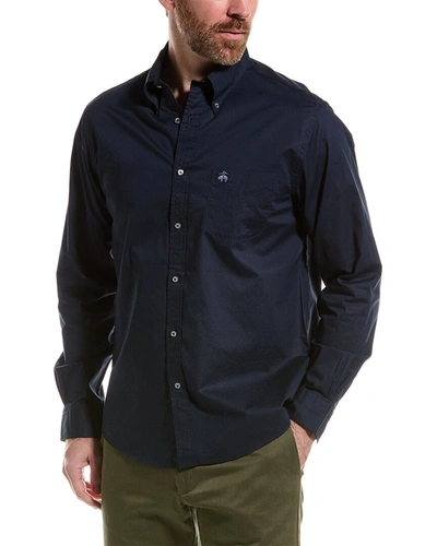Brooks Brothers Solid Woven Shirt In Blue