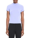 Theory Tiny Mock Neck Organic Pima Cotton T-shirt In Blue