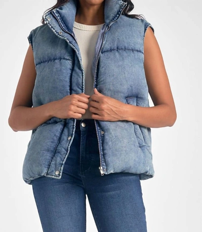 Elan Denim Puffer Vest In Blue